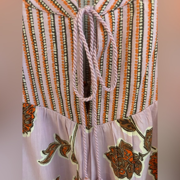 Knox Rose Pink Floral Dress Puff Sleeve with Tassel Detail - Picture 3 of 9